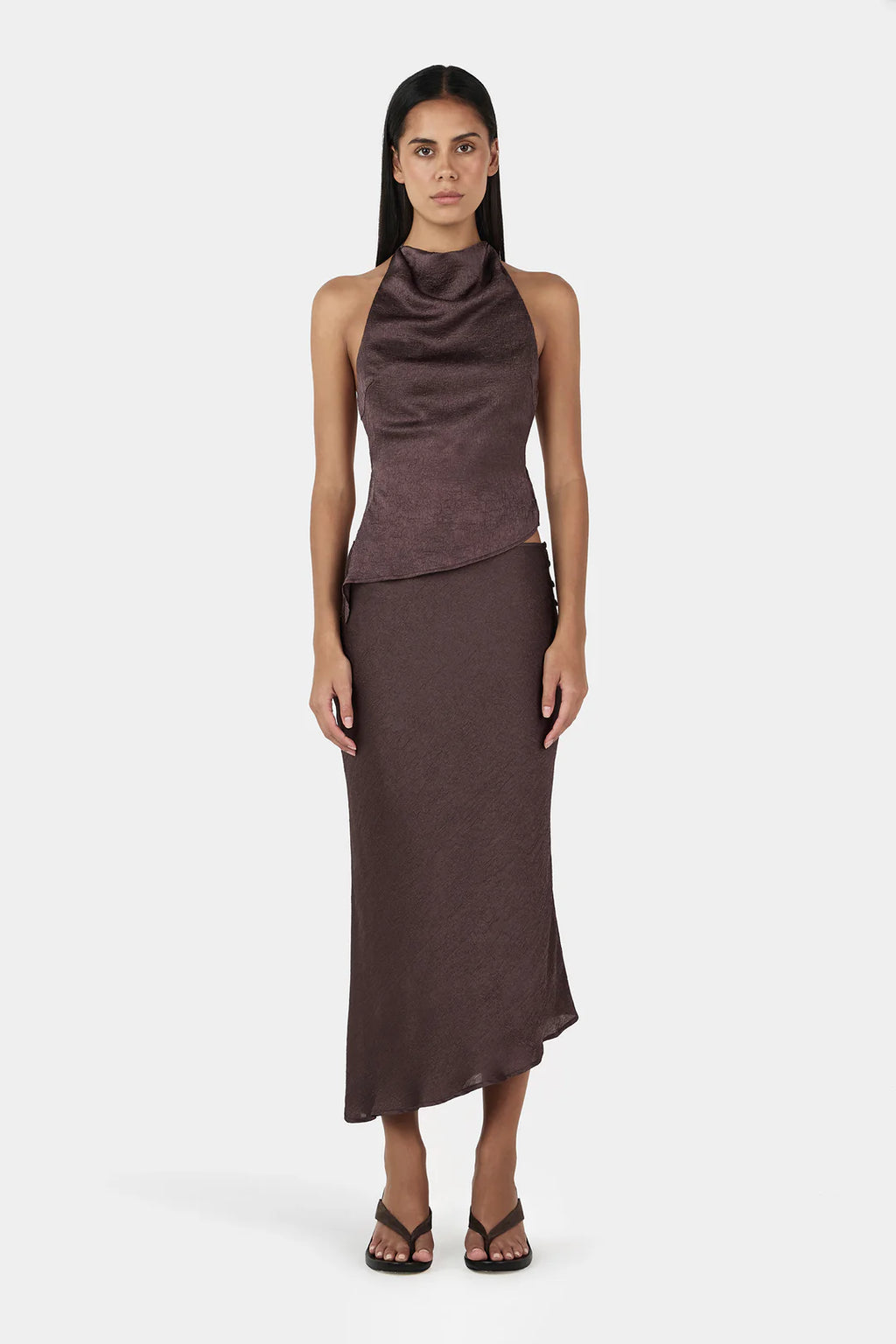 OWNLEY Iris Halter Top | Mulberry