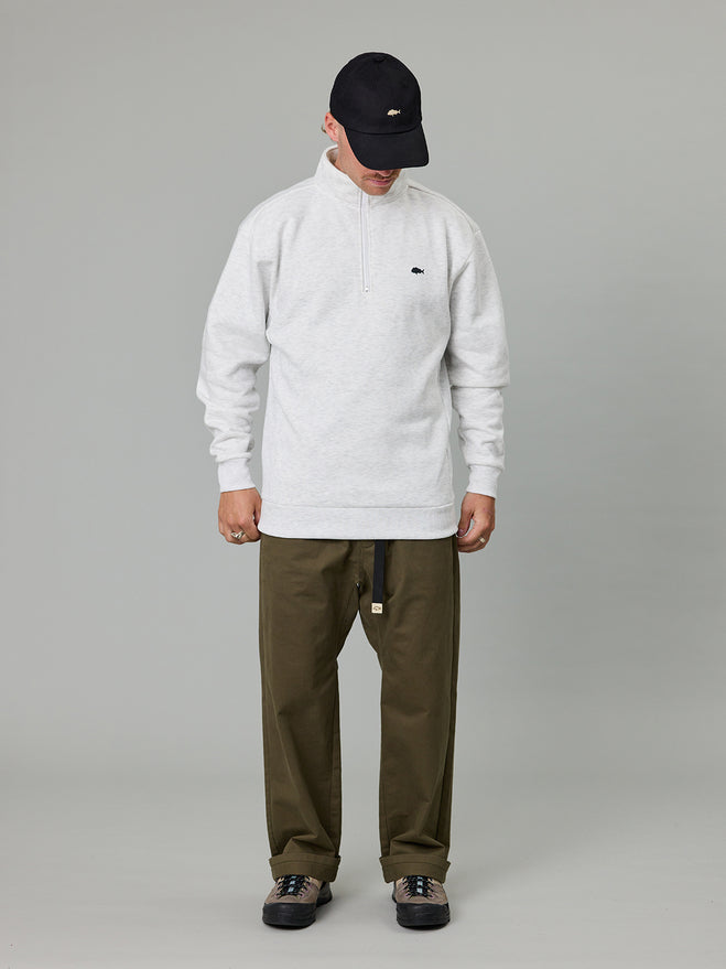 JUST ANOTHER FISHERMAN Stamp Coastal 1/4 Zip | Silver Marle