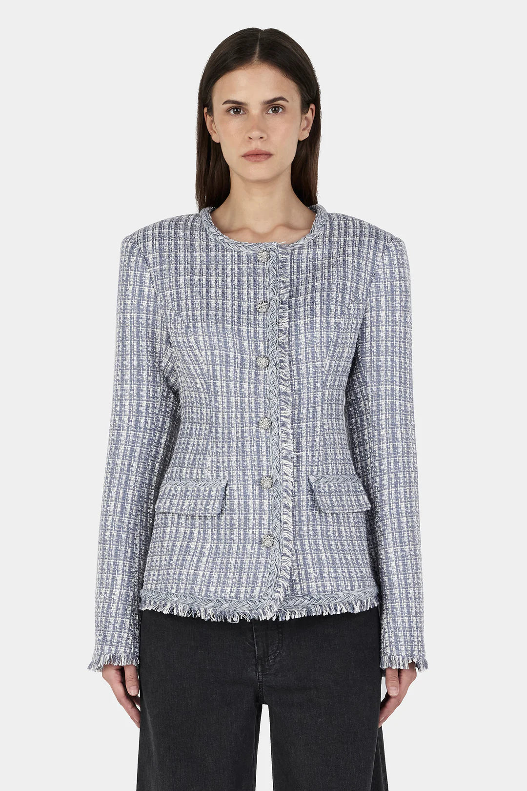 HANSEN Jaggar Boucle Jacket | Steel Blue
