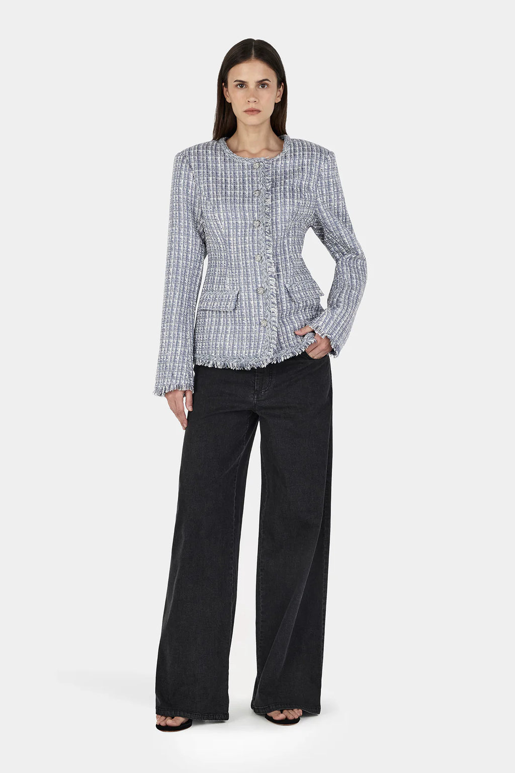 HANSEN Jaggar Boucle Jacket | Steel Blue