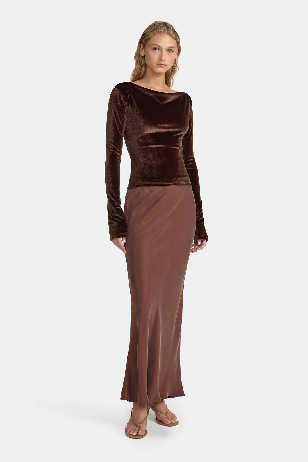 OWNLEY Jamie Velvet Top | Mocha