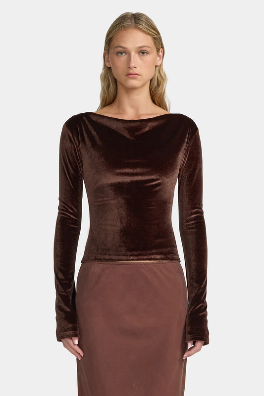 OWNLEY Jamie Velvet Top | Mocha