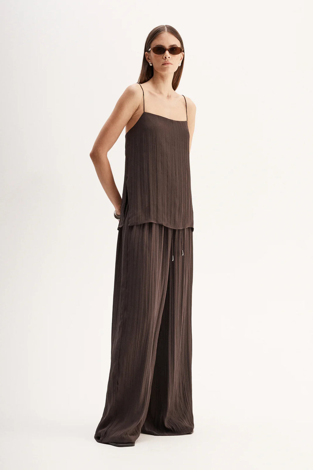 ELKA Beckett Plisse Pant | Chocolate