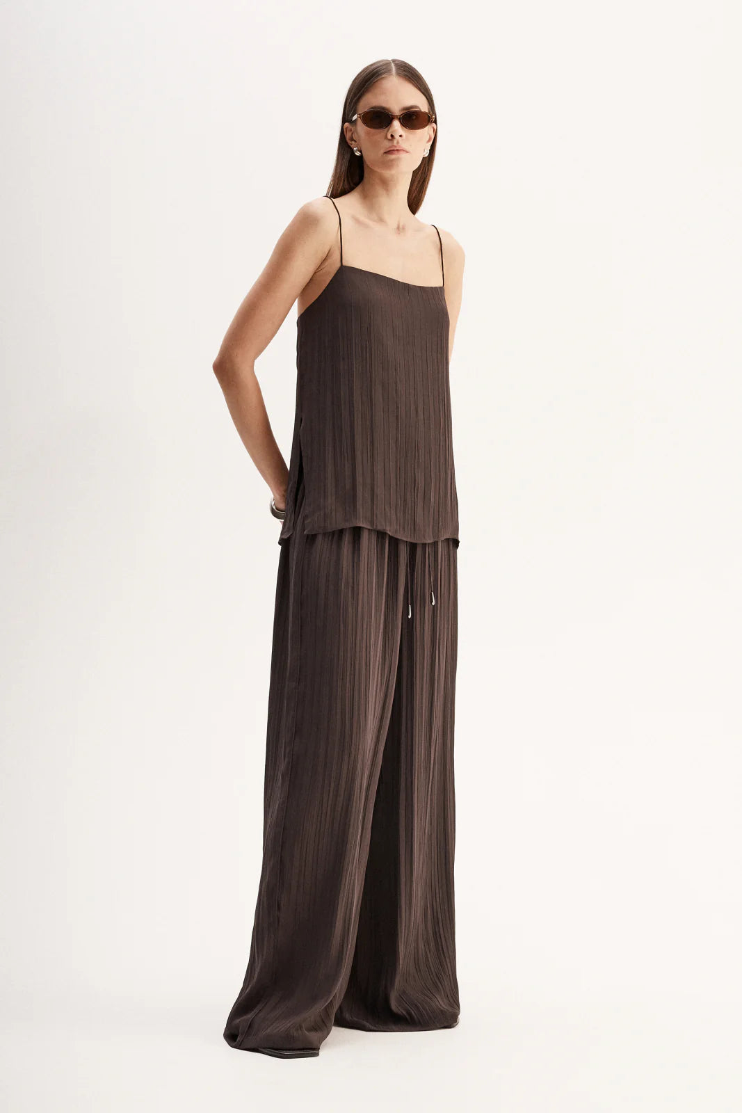 ELKA Beckett Plisse Pant | Chocolate