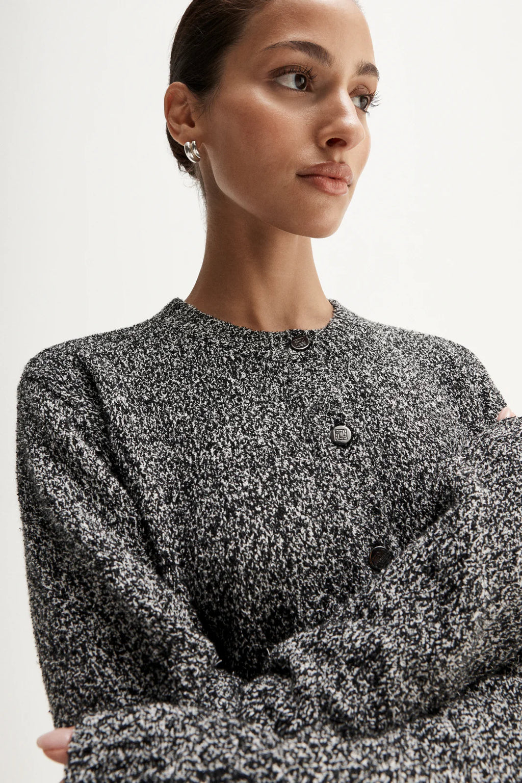 ELKA COLLECTIVE Marnie Knit Cardigan | Speckled Black