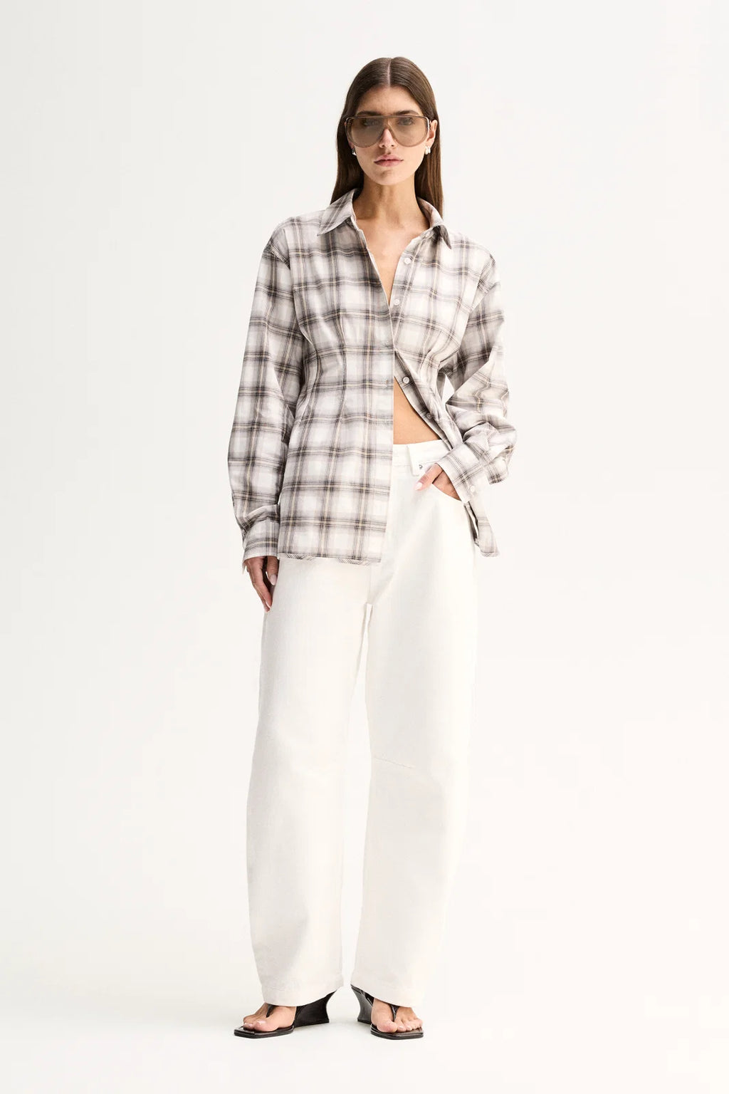 ELKA COLLECTIVE Heather Shirt | White Check