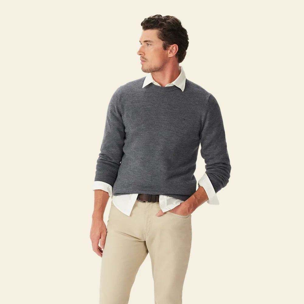 R.M. WILLIAMS Murphy Merino Ceew Knit | Sea Mist
