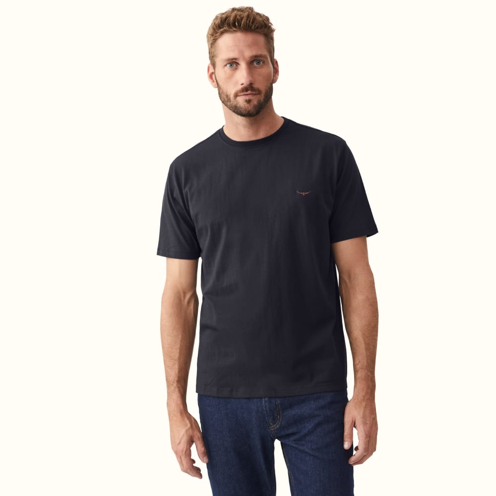 R.M.WILLIAMS Parson T-shirt | Navy/Chestnut