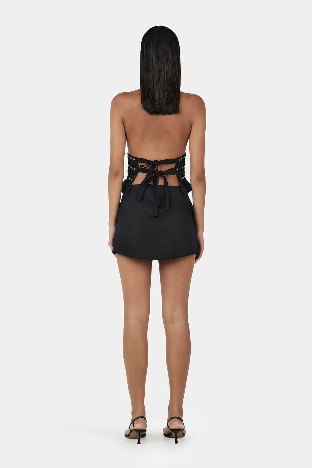 OWNLEY Grace Linen Mini Skirt | Black