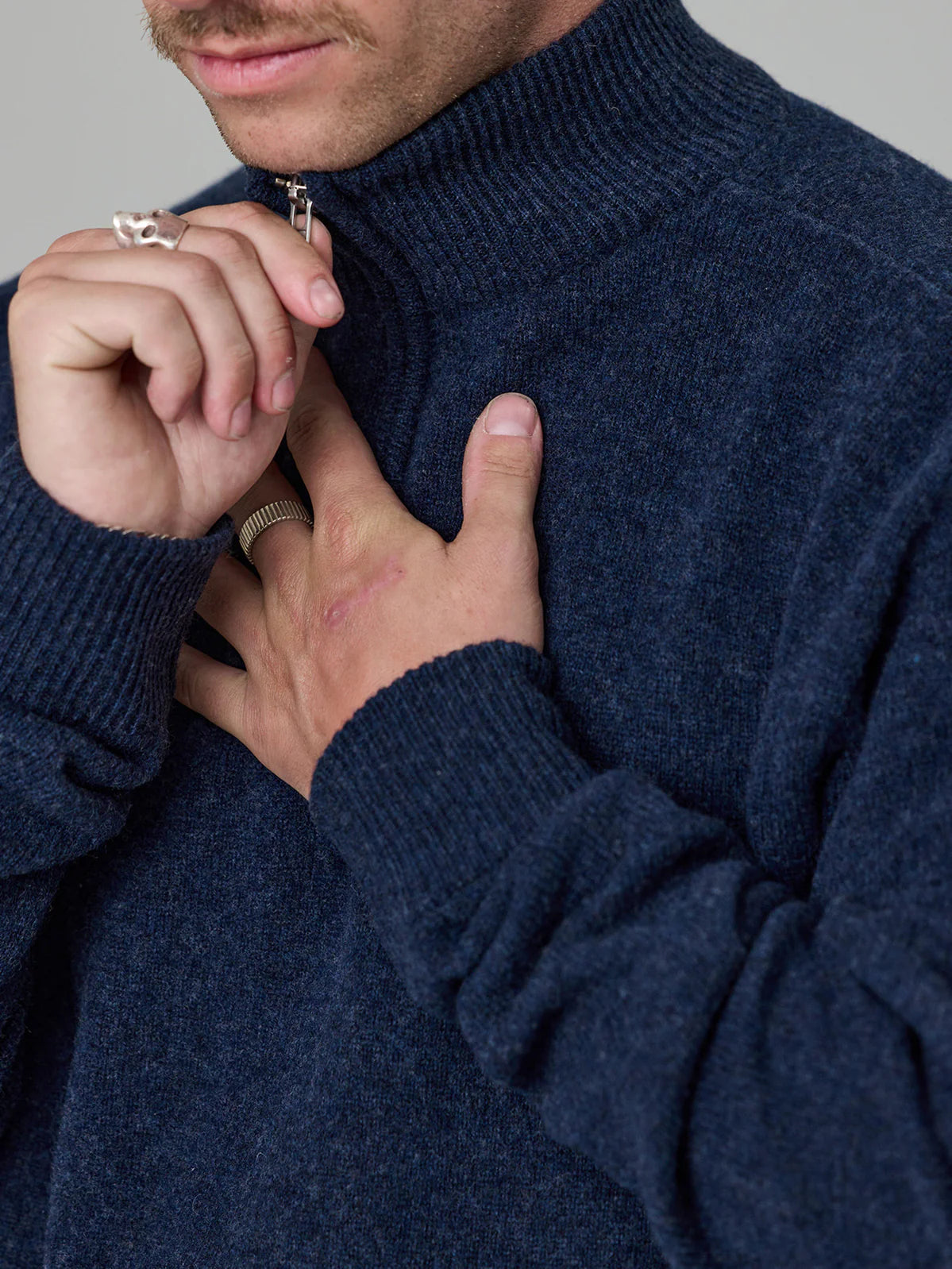 J.A.F Merino Keyport 1/4 Zip | Indigo