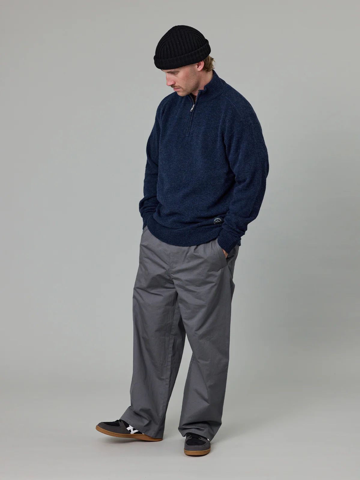 J.A.F Merino Keyport 1/4 Zip | Indigo