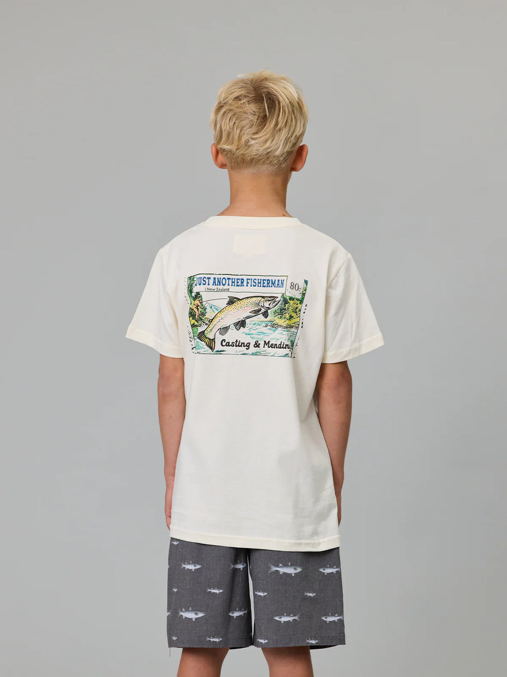 J.A.F Mini Kids Casting & Mending Tee | Antique White