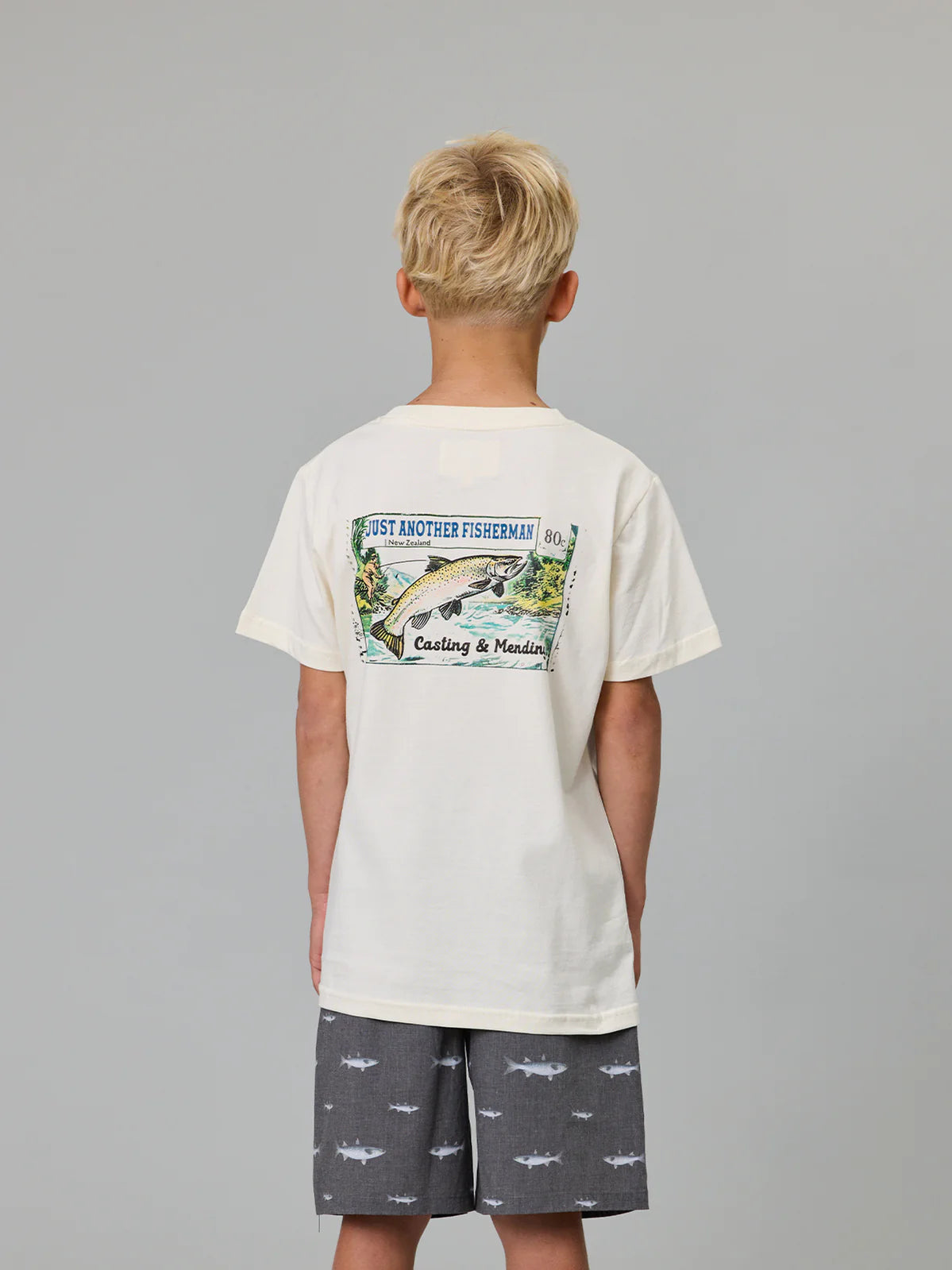 J.A.F Mini Kids Casting & Mending Tee | Antique White