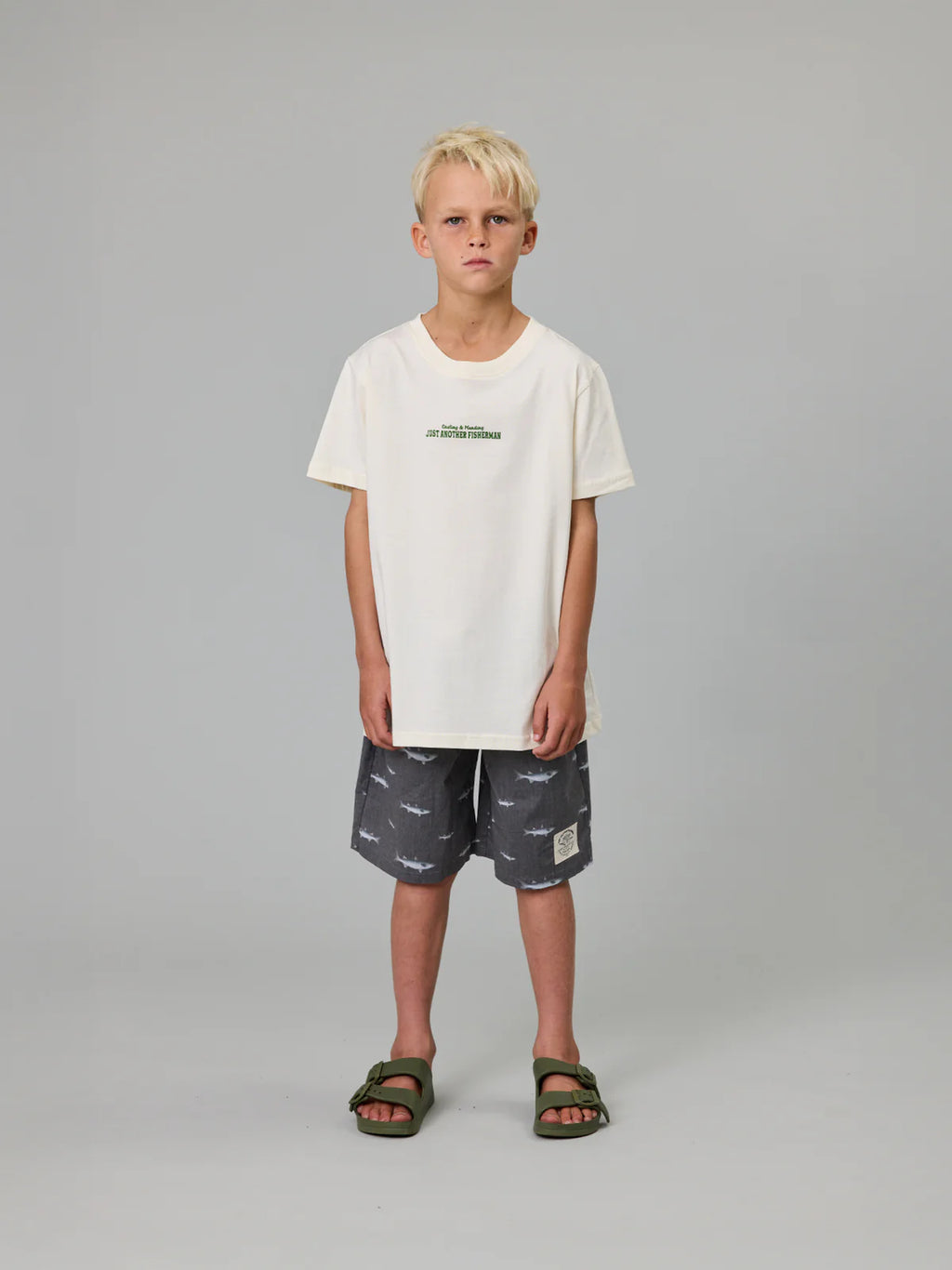 J.A.F Mini Kids Casting & Mending Tee | Antique White