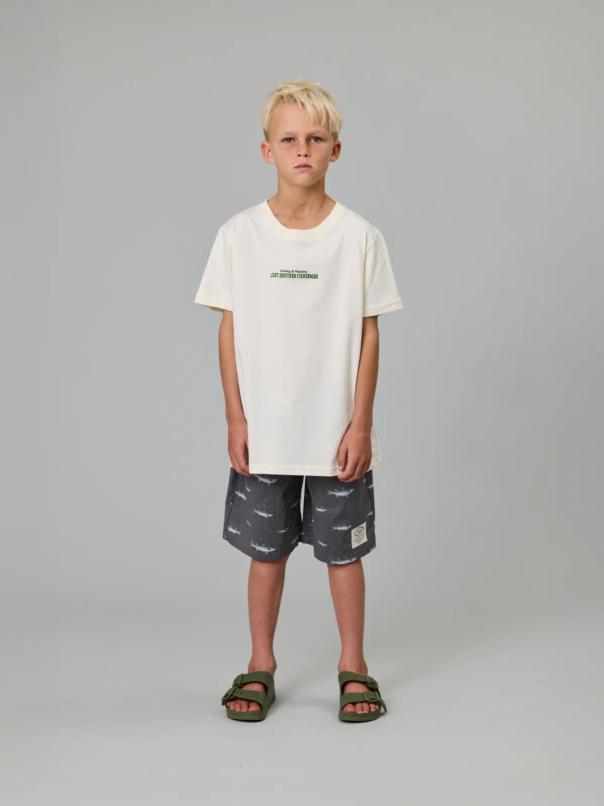 J.A.F Mini Kids Casting & Mending Tee | Antique White