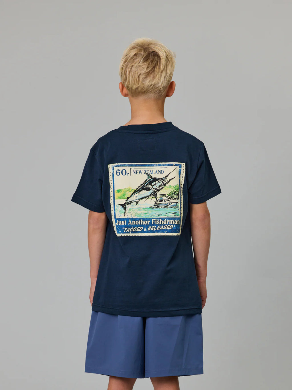 J.A.F Mini Kids Tagged & Released Tee | Navy