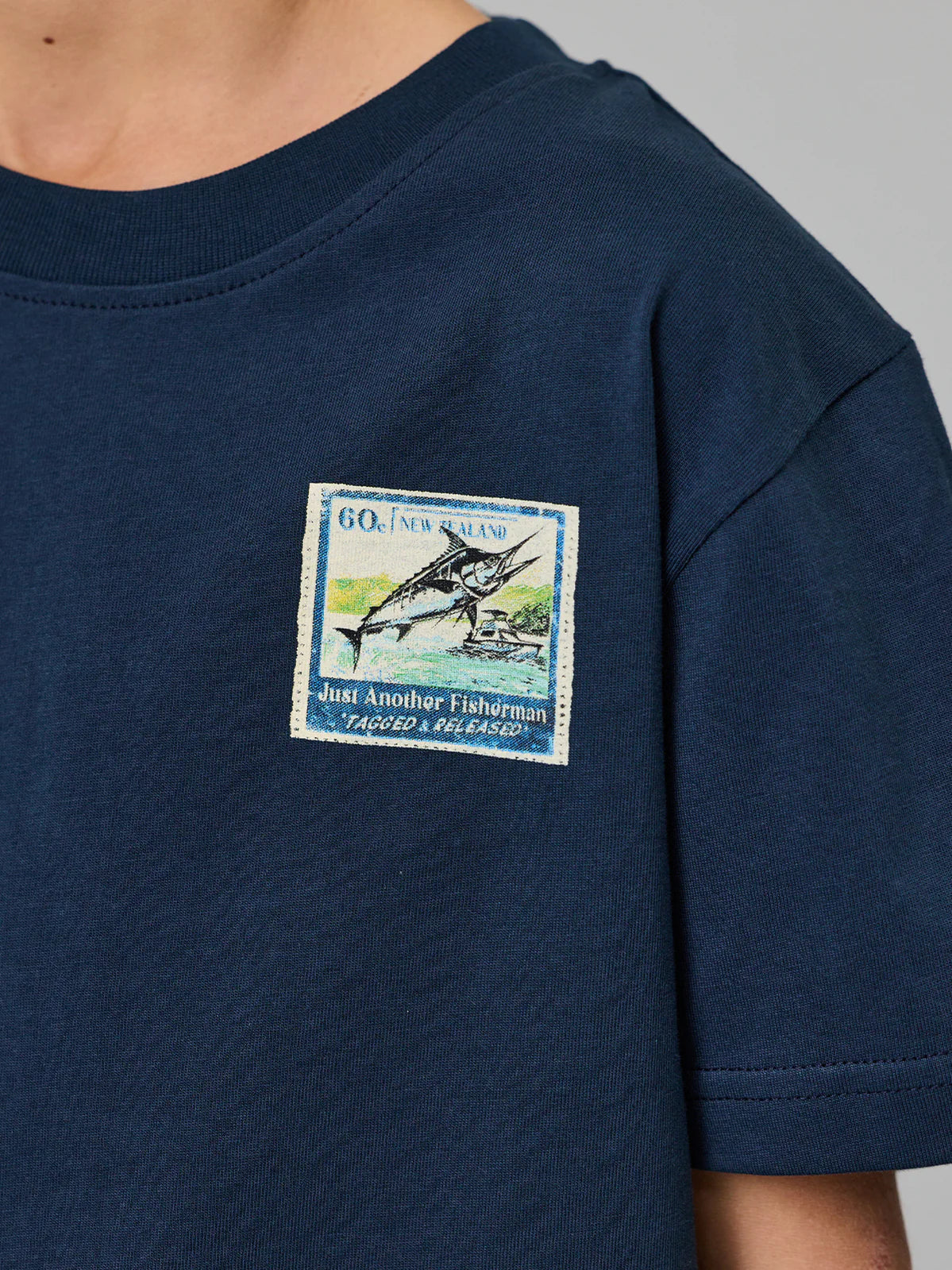 J.A.F Mini Kids Tagged & Released Tee | Navy