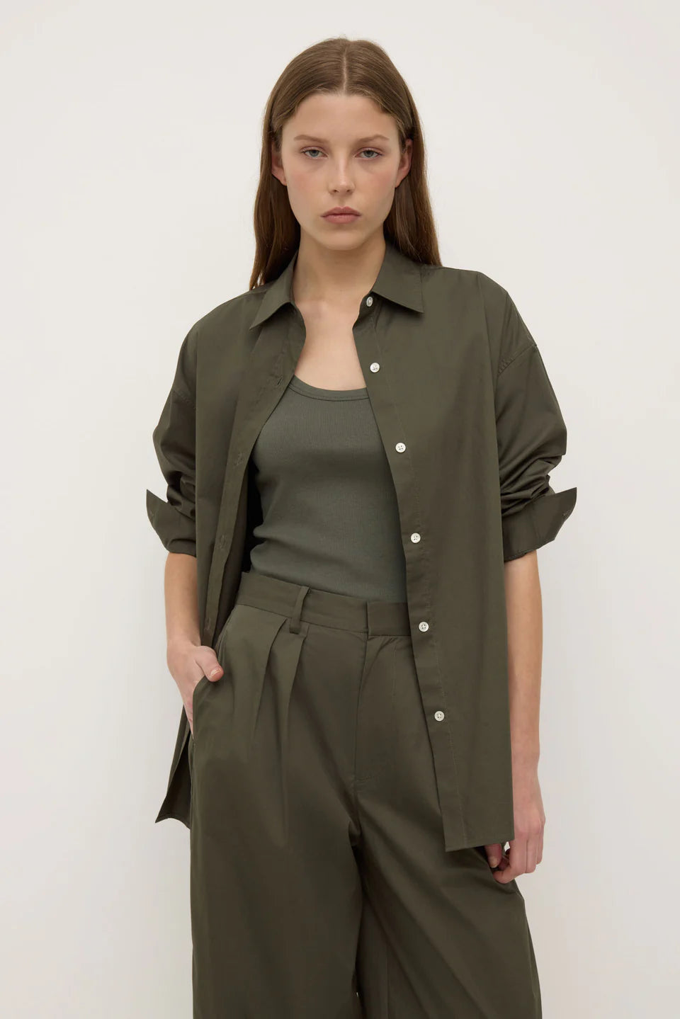 ASSEMBLY LABEL Marigold Poplin Shirt | Moss