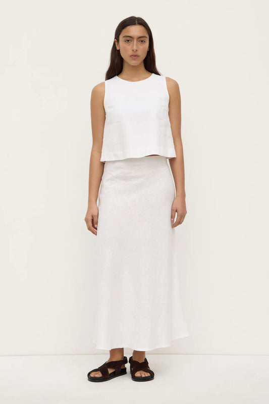 ASSEMBLY LABEL Melody Linen Bias Skirt | White