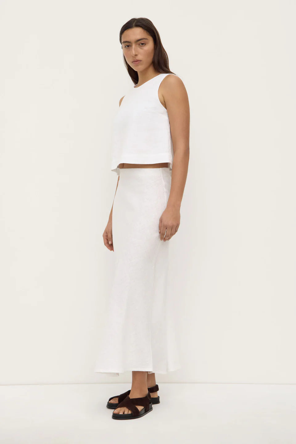 ASSEMBLY LABEL Melody Linen Bias Skirt | White