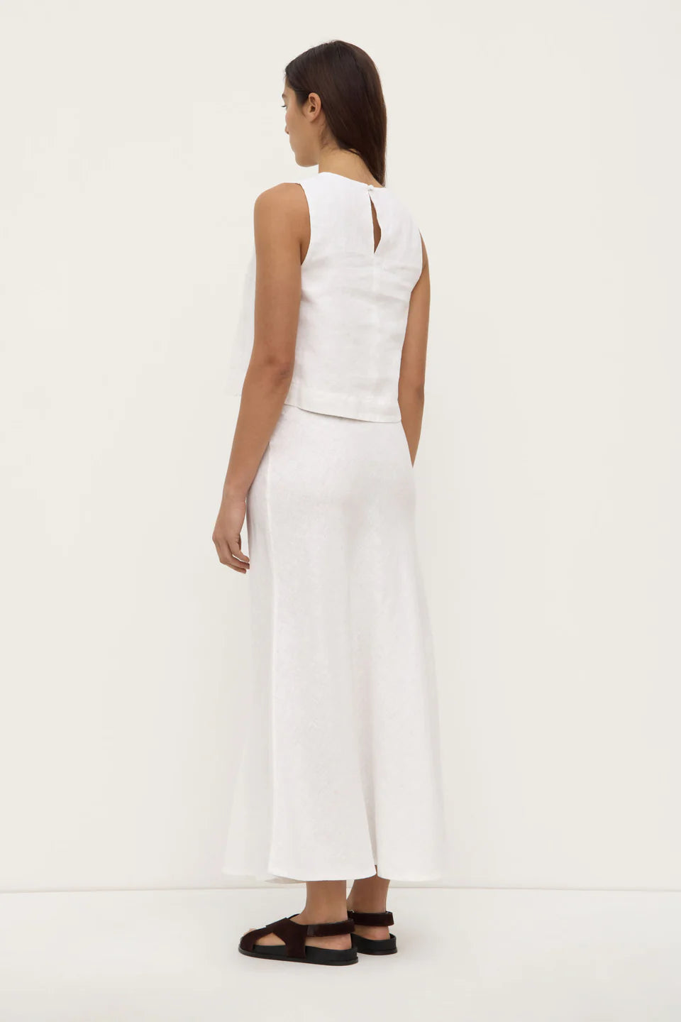ASSEMBLY LABEL Melody Linen Bias Skirt | White