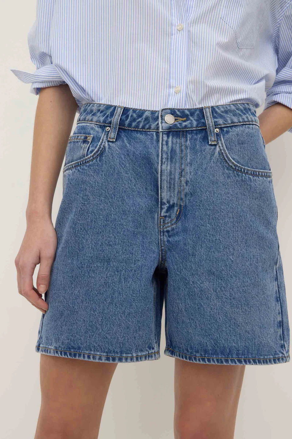 ASSEMBLY LABEL Mid Rise Vintage Denim Short | Dark Stone