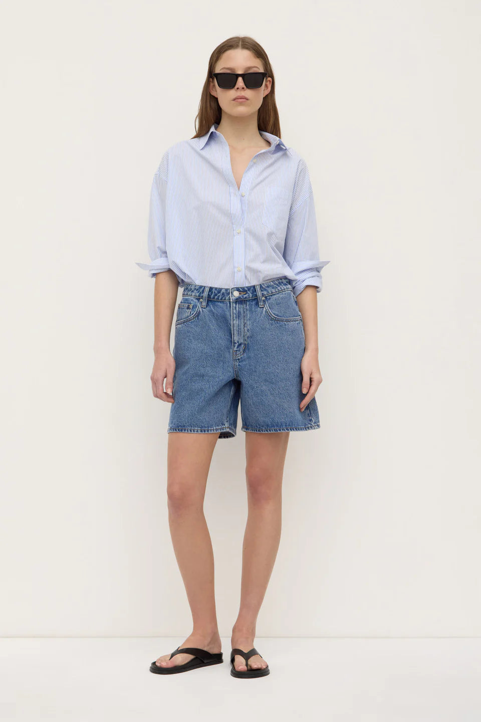 ASSEMBLY LABEL Mid Rise Vintage Denim Short | Dark Stone