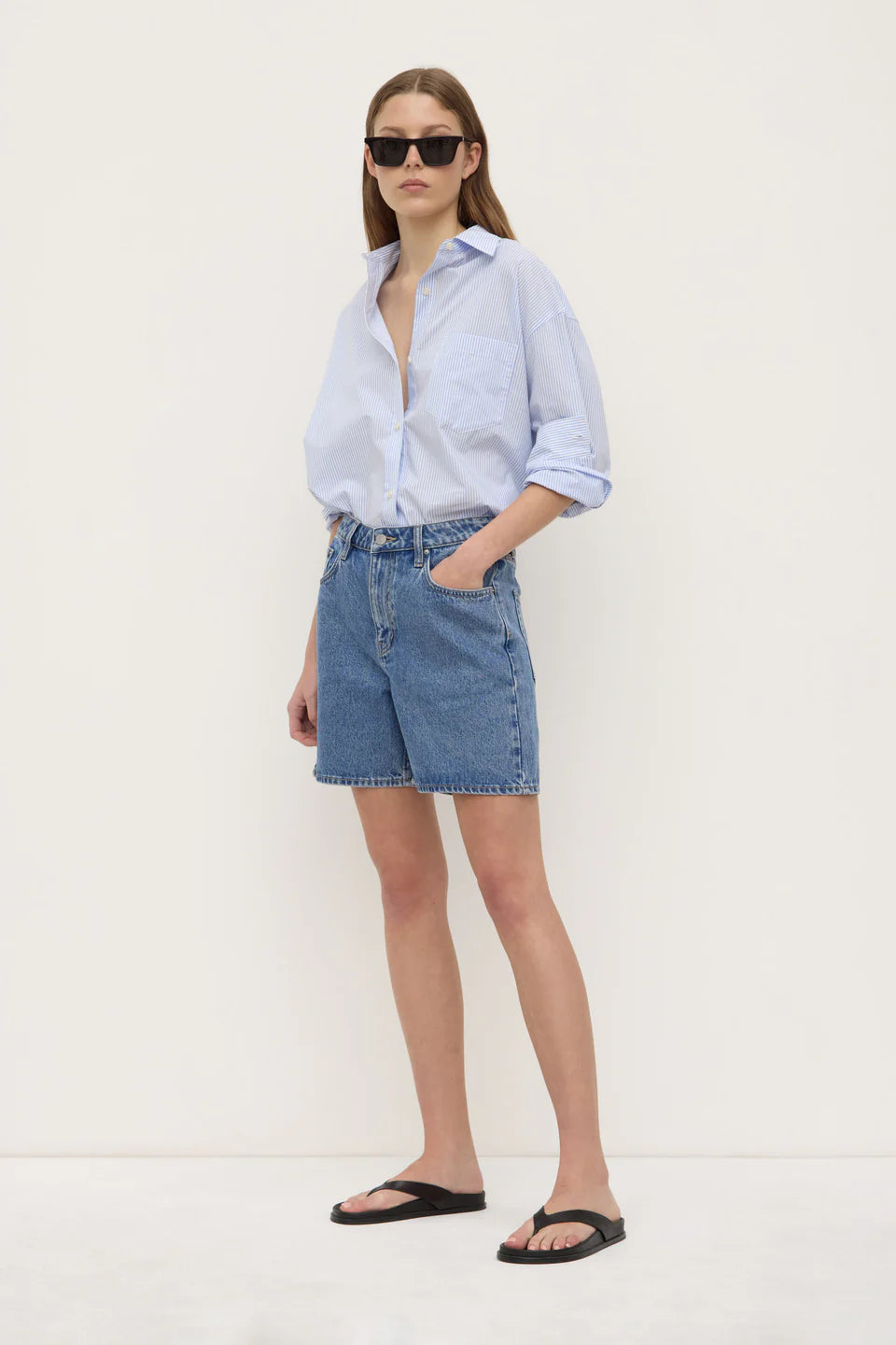 ASSEMBLY LABEL Mid Rise Vintage Denim Short | Dark Stone