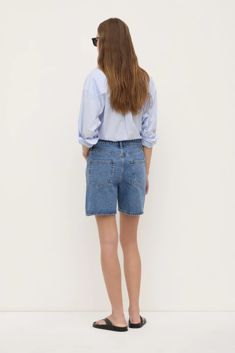 ASSEMBLY LABEL Mid Rise Vintage Denim Short | Dark Stone