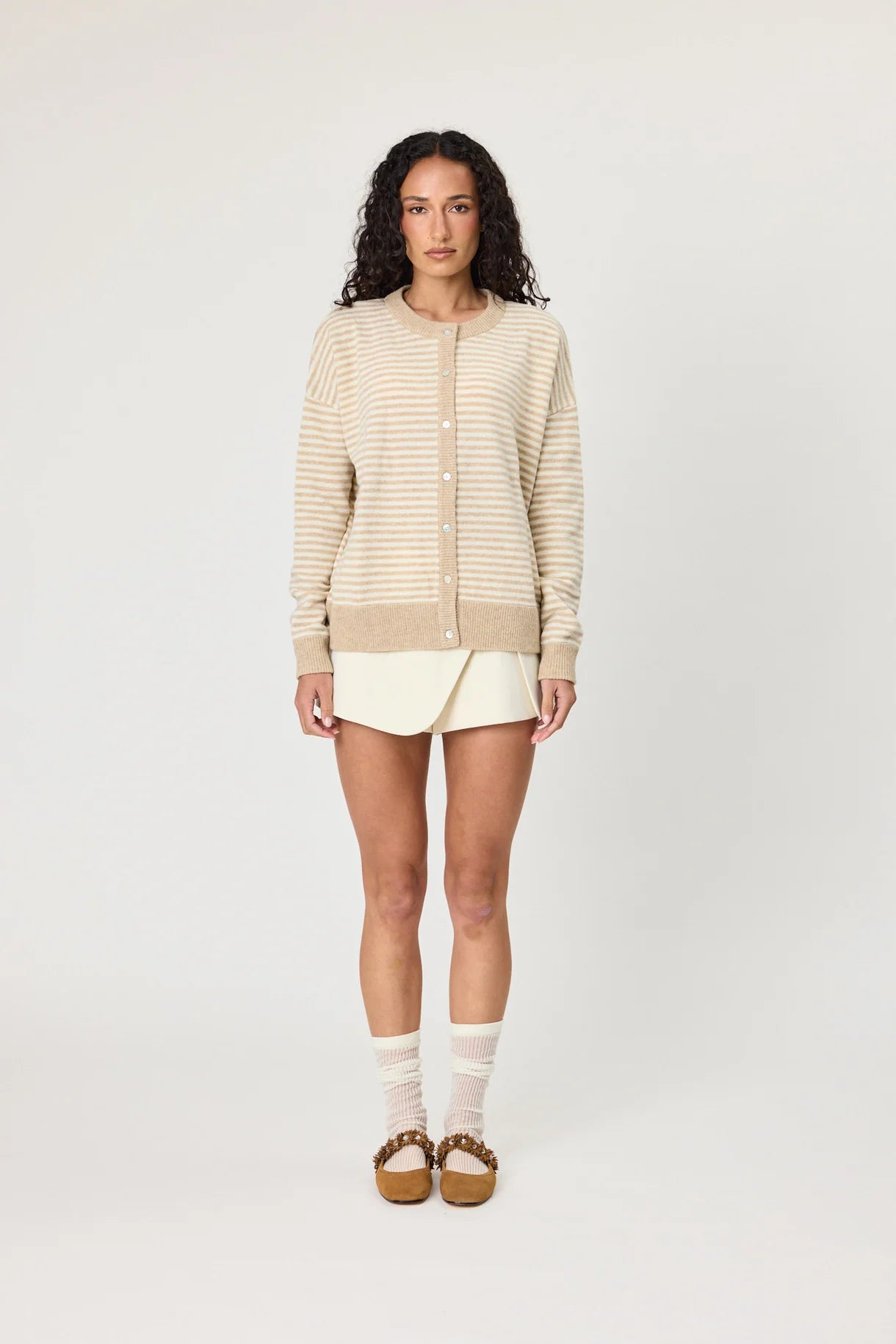 REMAIN Tali Cardigan | Latte Stripe