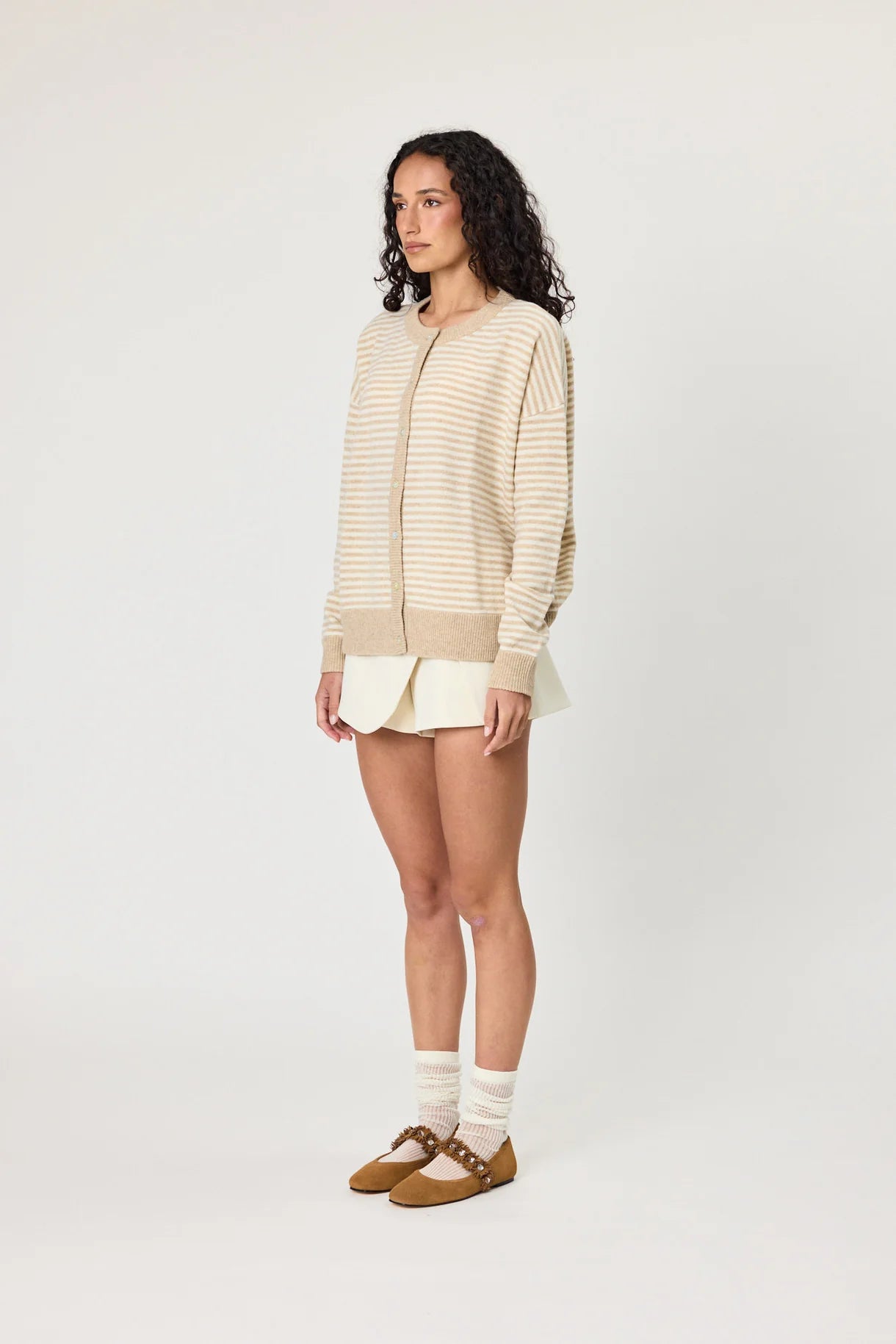 REMAIN Tali Cardigan | Latte Stripe