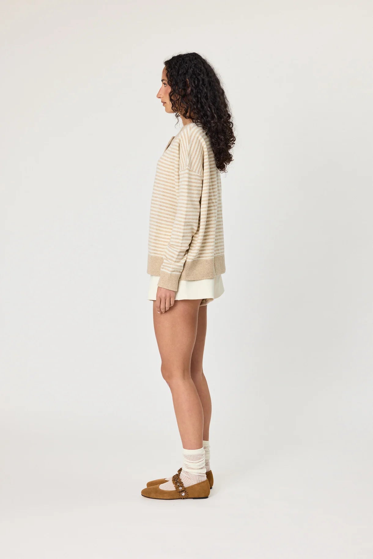 REMAIN Tali Cardigan | Latte Stripe