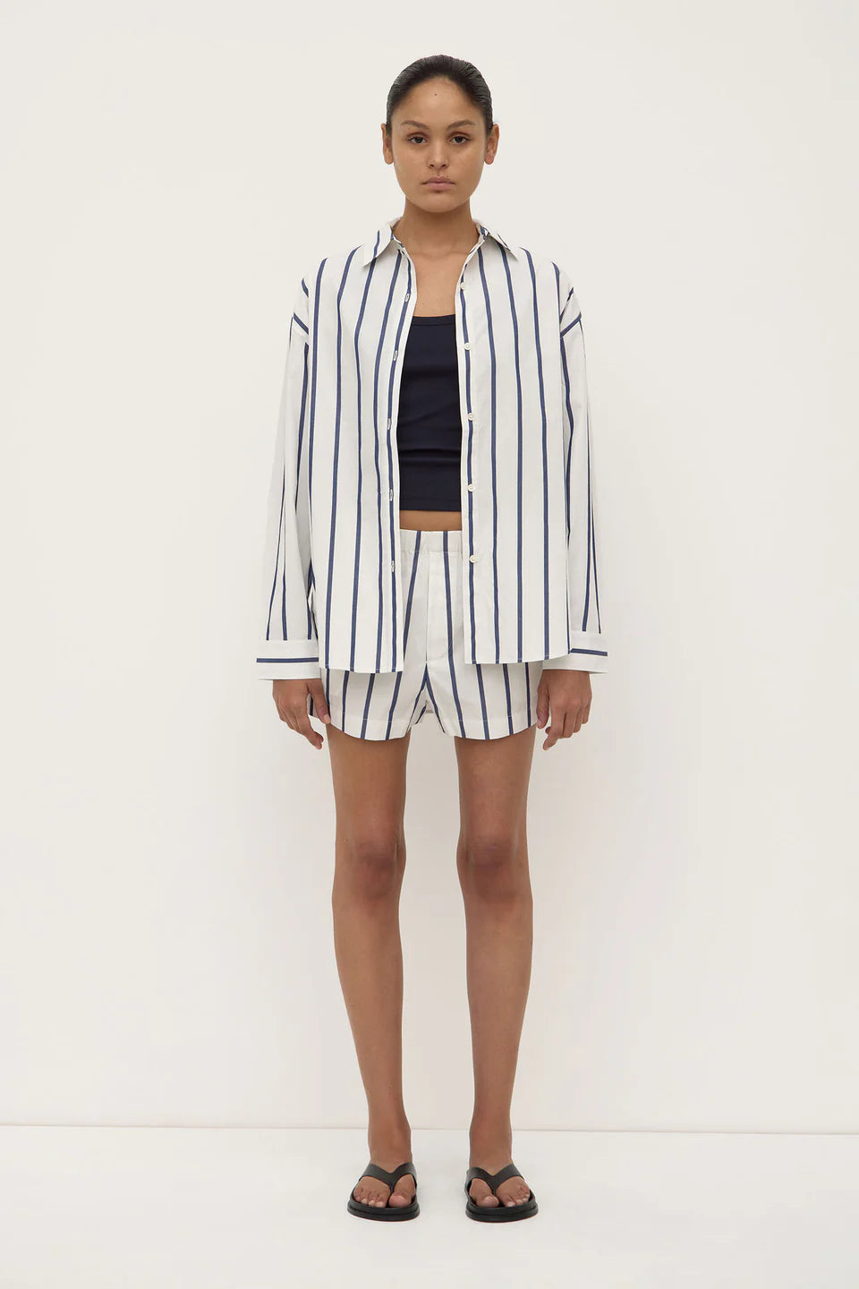 ASSEMBLY LABEL Nara Stripe Shirt | White/True Navy