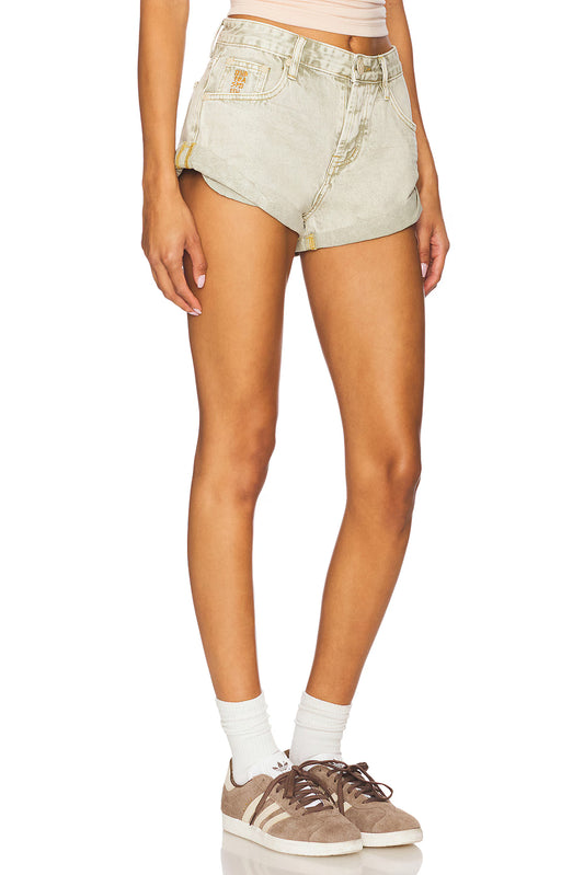 ONE TEASPOON Bandits Low Waist Denim Short | Antique Khaki