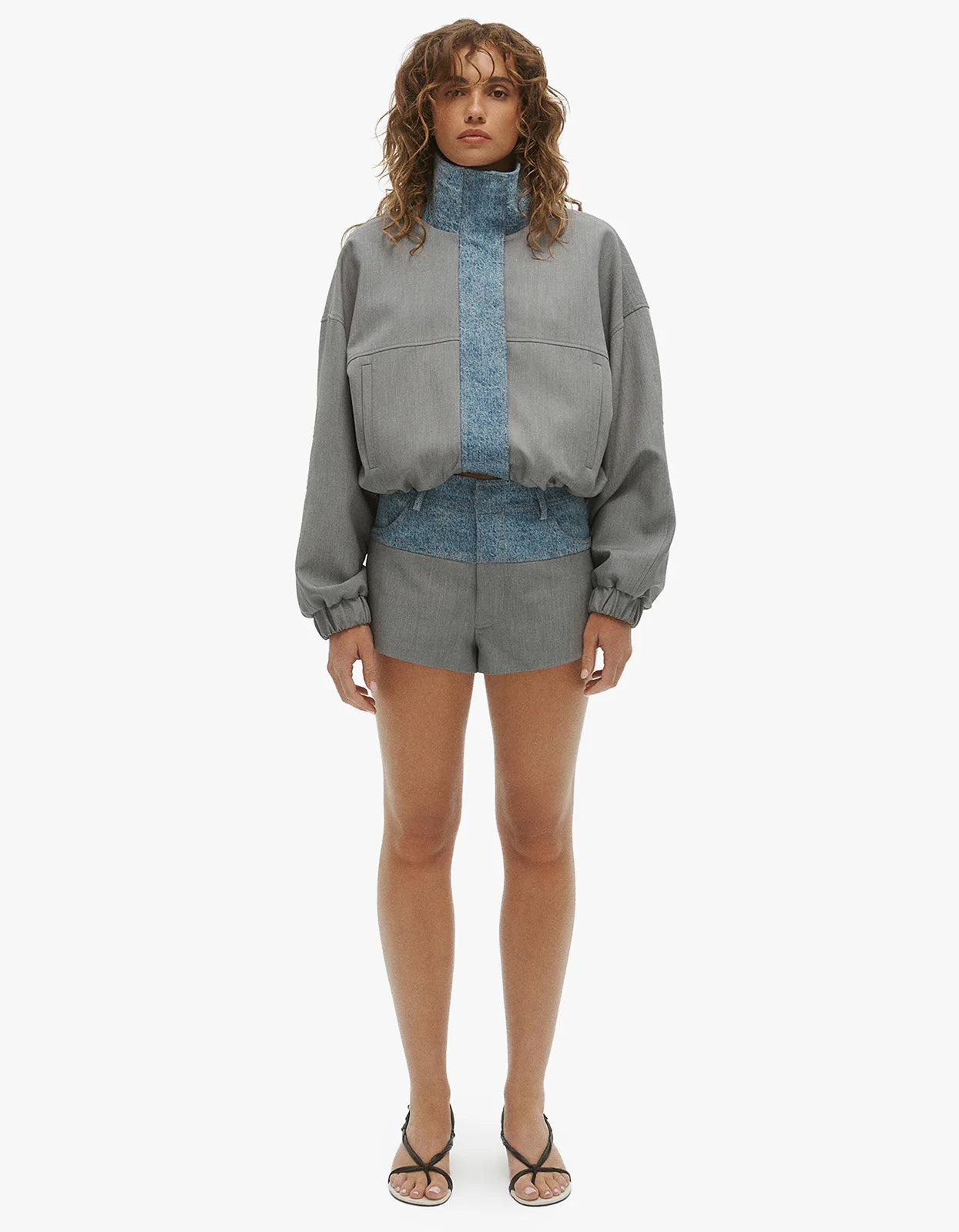 ONE OF OTHERS Tove Bomber | Grey / Blue Denim