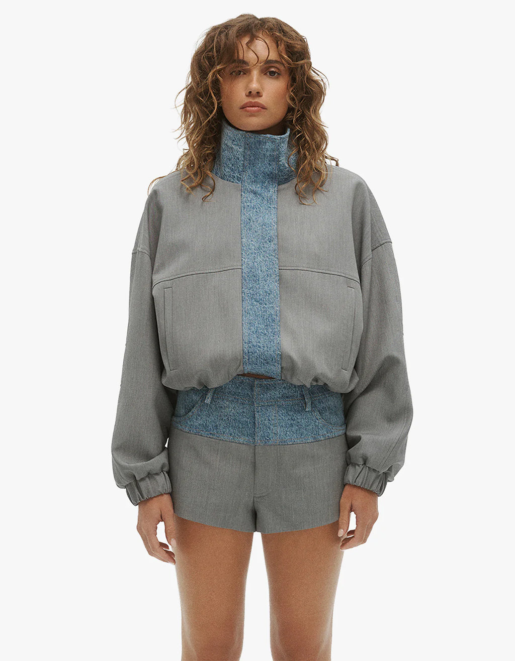 ONE OF OTHERS Tove Bomber | Grey / Blue Denim