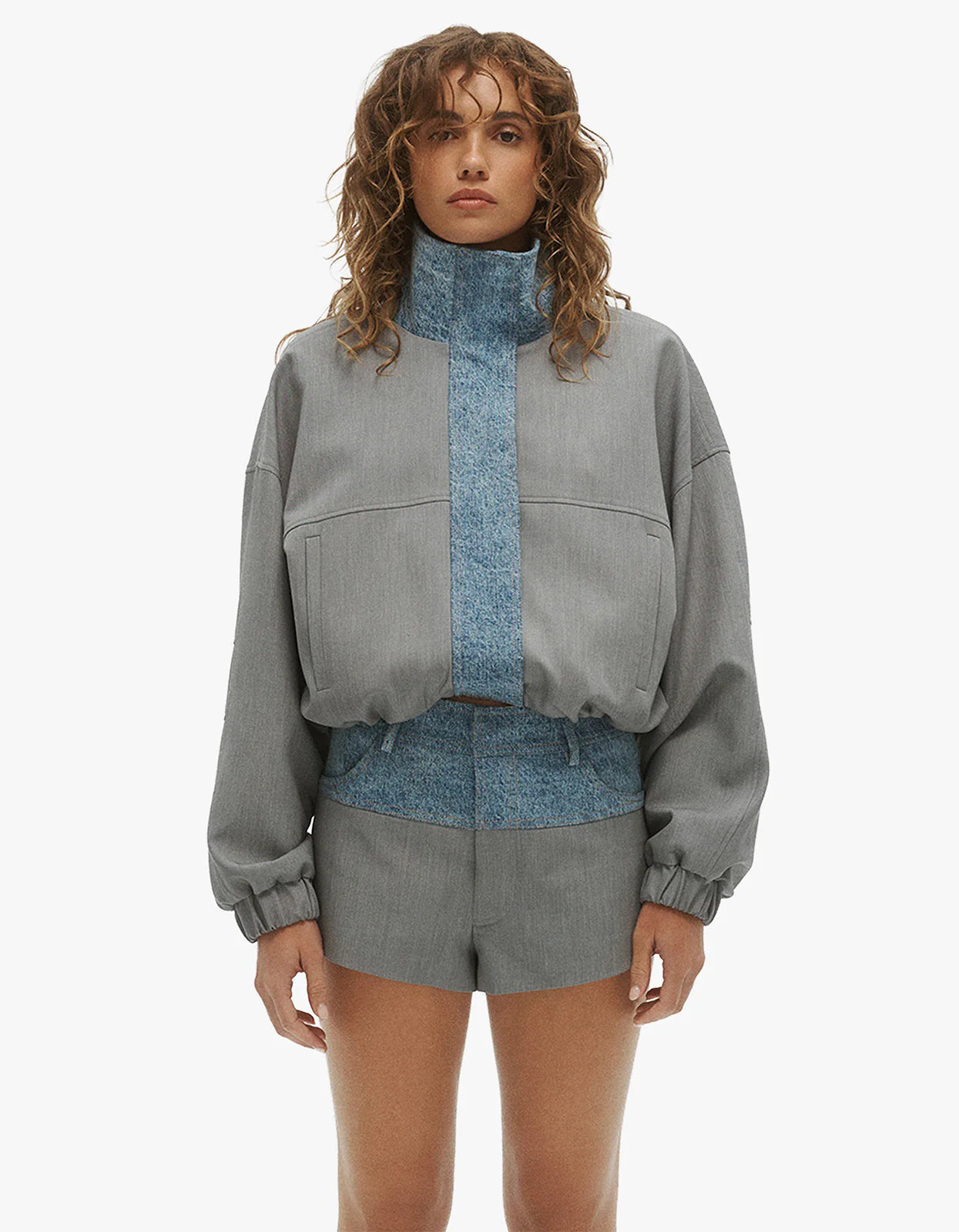 ONE OF OTHERS Tove Bomber | Grey / Blue Denim