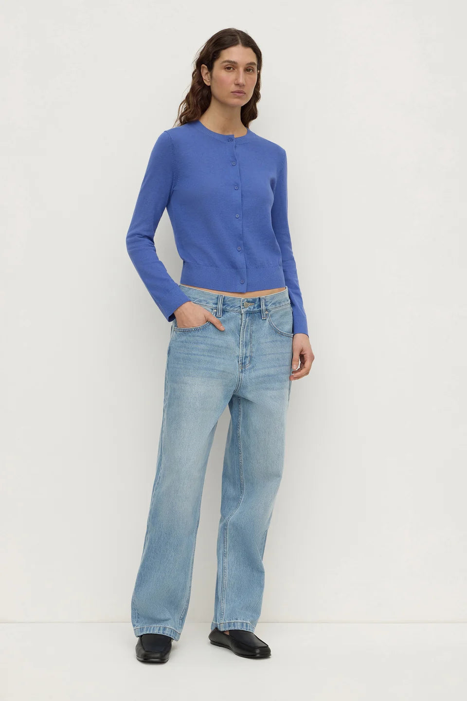 ASSEMBLY LABEL Orina Cotton Cashmere Cardigan | New Blue