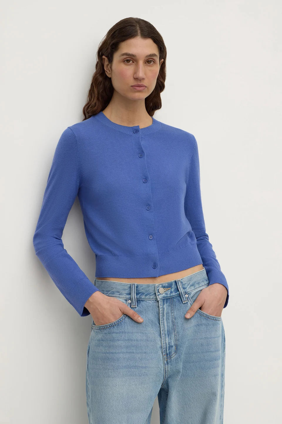 ASSEMBLY LABEL Orina Cotton Cashmere Cardigan | New Blue