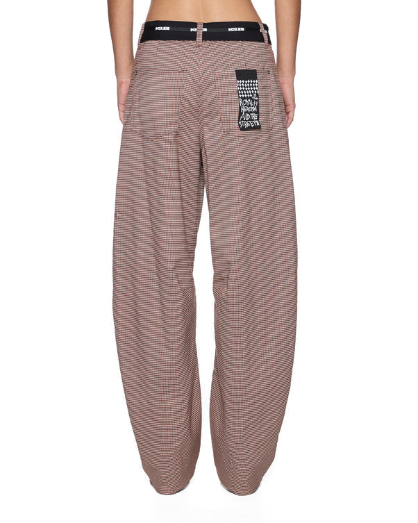 KSUBI Barrel Trouser Flip Houndstooth Pant | Brown