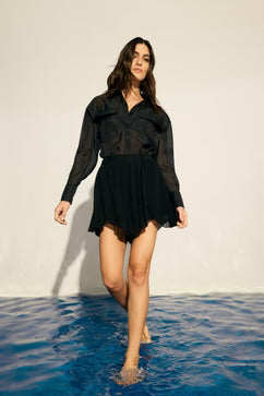 MOSSMAN Oasis Shirt | Black Sheer