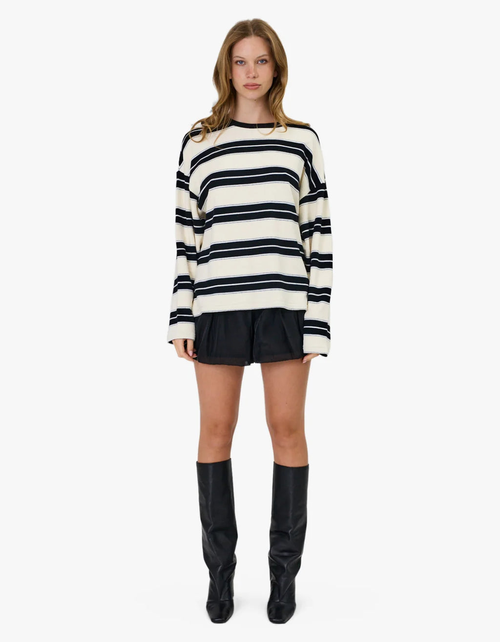 REMAIN Miller Long Sleeve | Ivory & Black Stripe