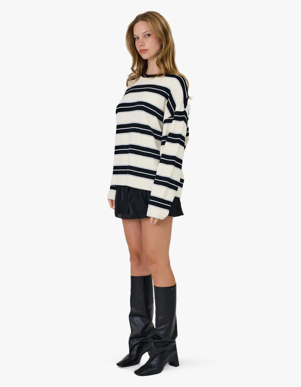 REMAIN Miller Long Sleeve | Ivory & Black Stripe
