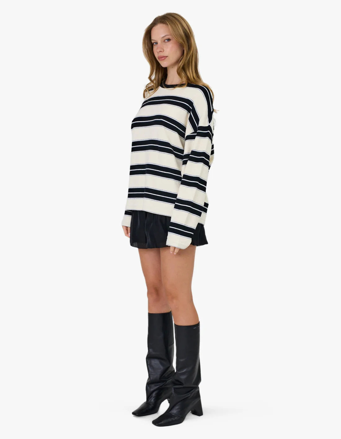 REMAIN Miller Long Sleeve | Ivory & Black Stripe