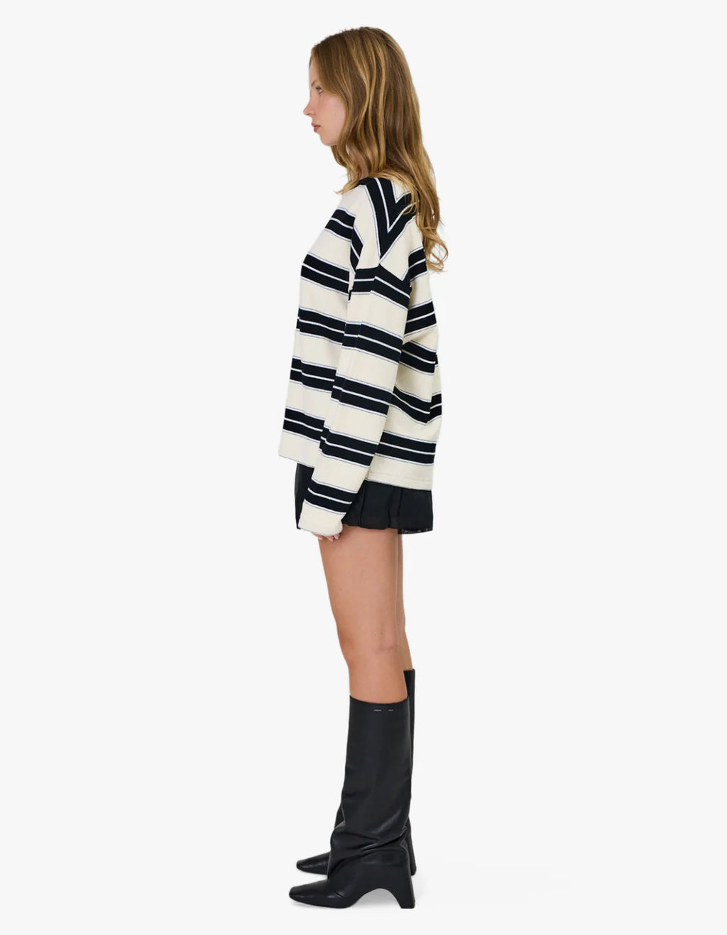 REMAIN Miller Long Sleeve | Ivory & Black Stripe