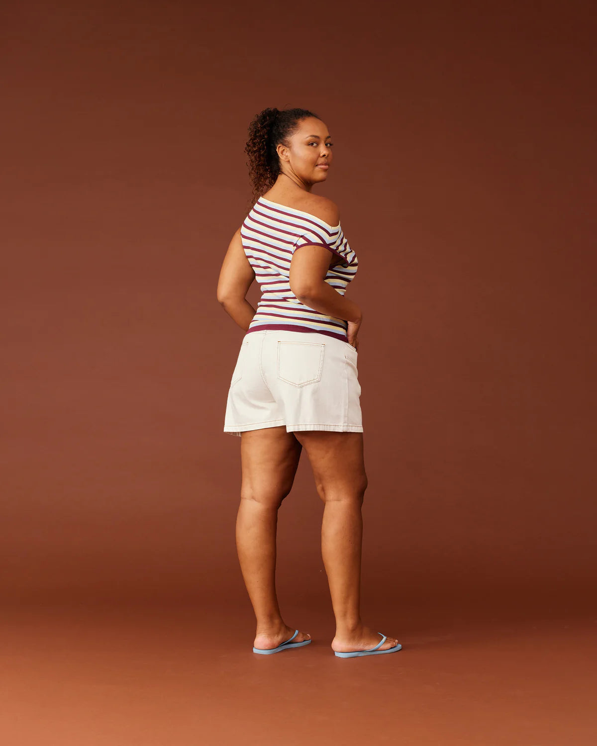 RUBY Emma Knit Top | Burgundy Butter Blue Stripe
