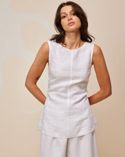 Load image into Gallery viewer, Ava Linen Bow Top | White
