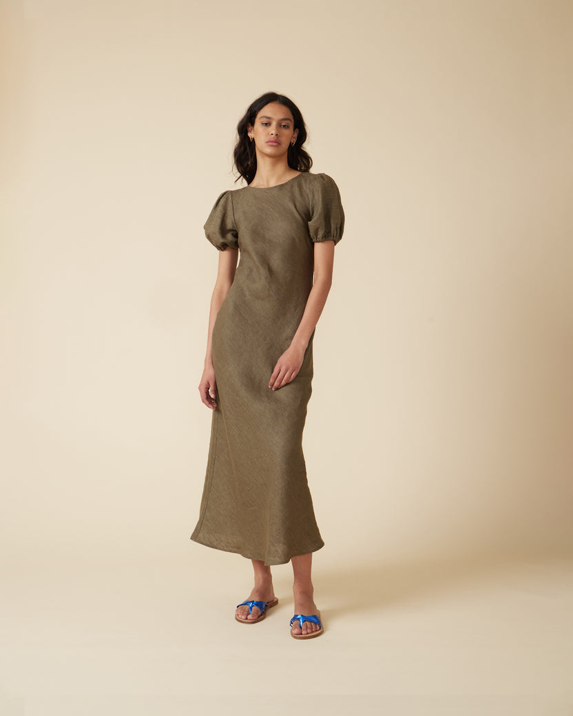 Kos Linen Dress | Khaki