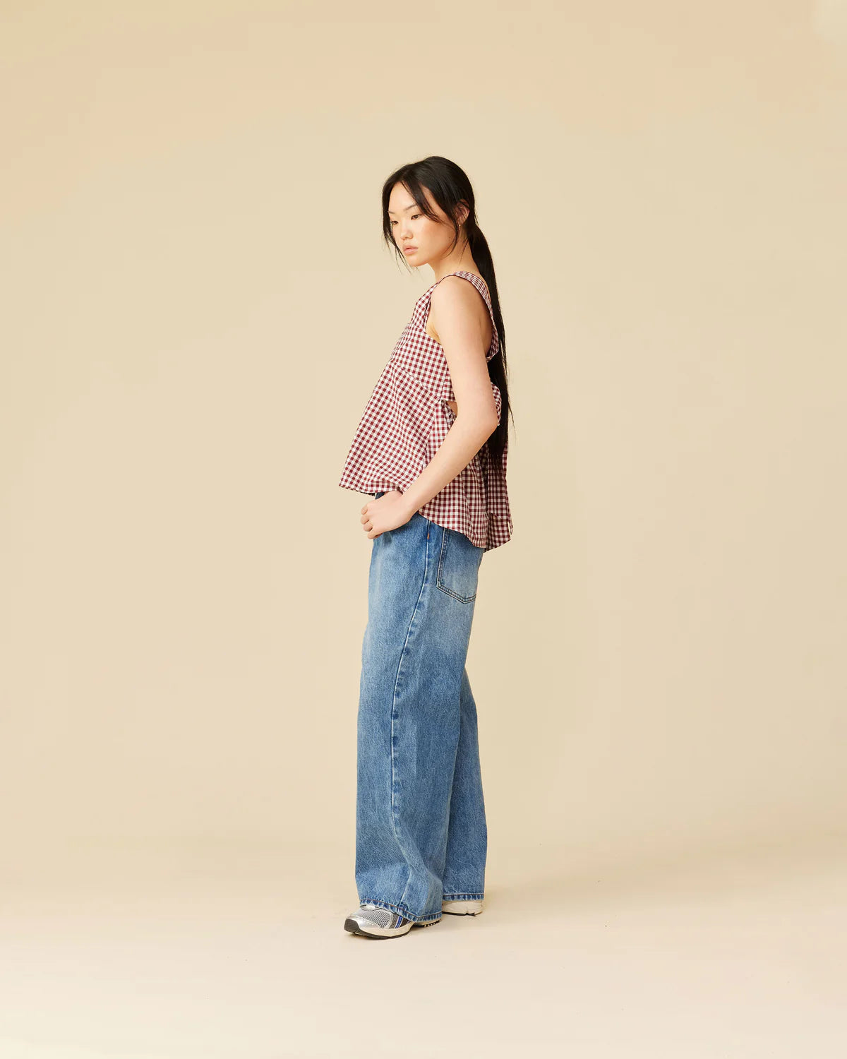 RUBY Margie Tie-Back Top | Merlot Gingham