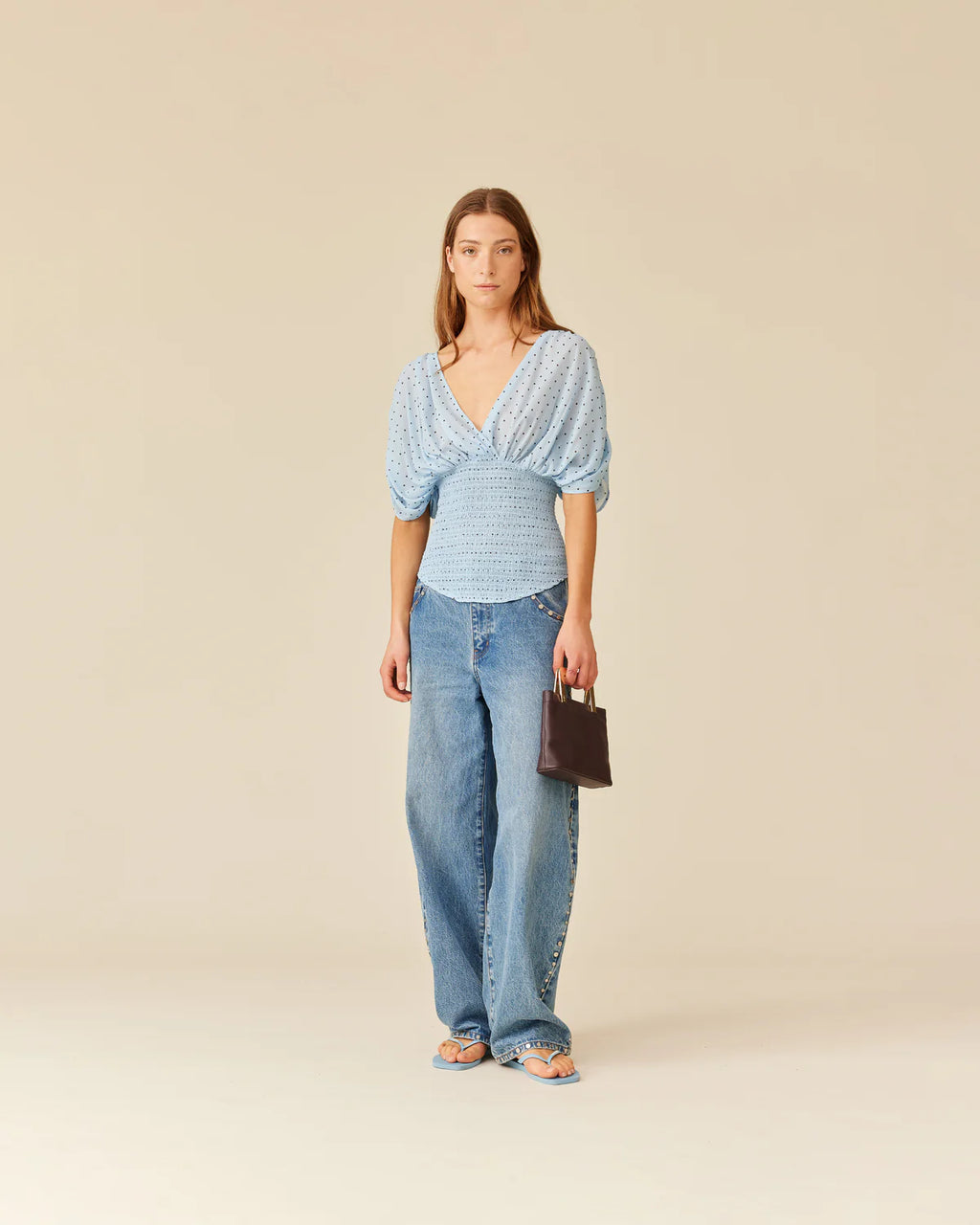 RUBY Riley Blouse | Blue Polka